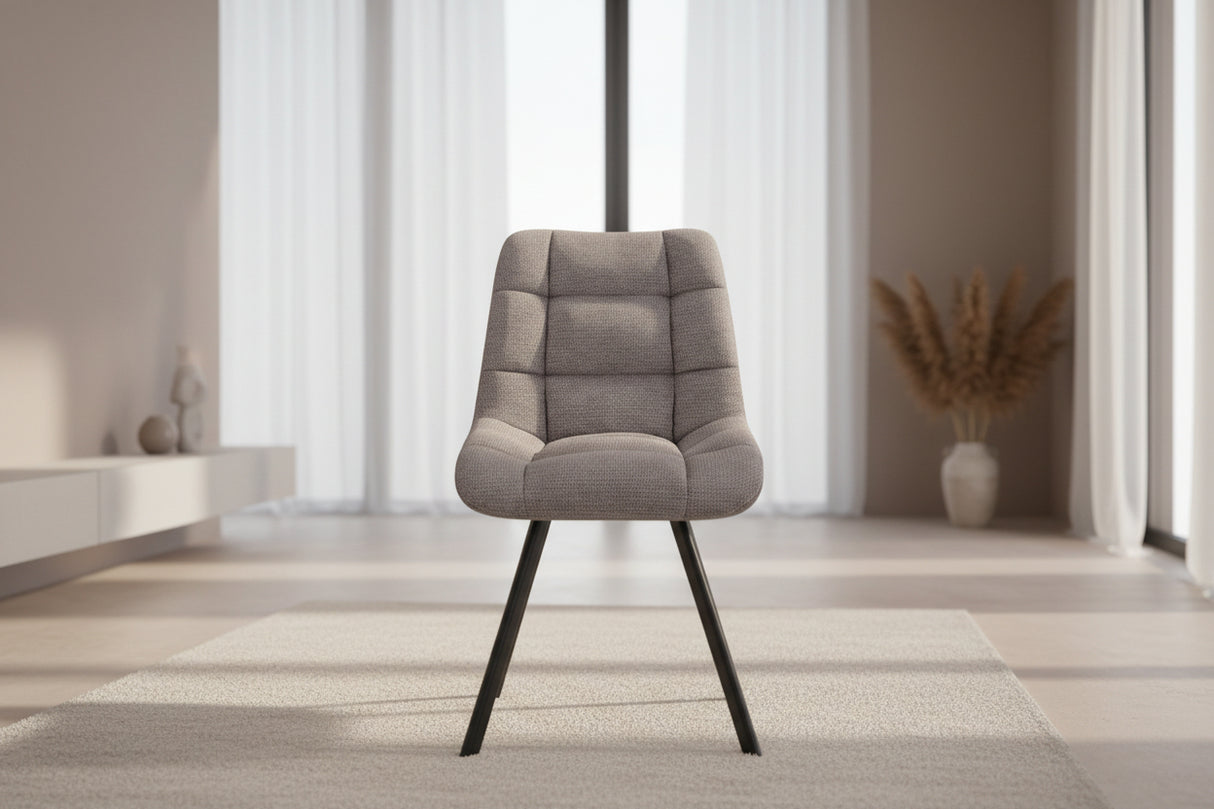 Chaise de salle à manger confortable haut de gamme gris clair - Rousseau - Souffle d'intérieur