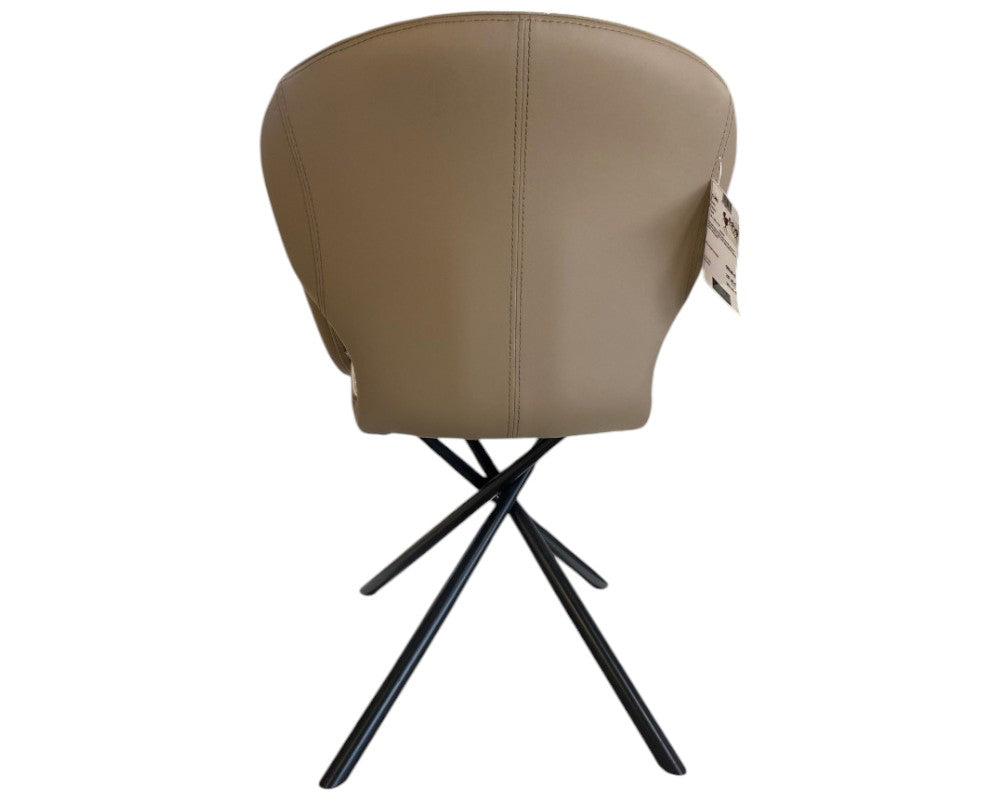 fauteuil de table à manger avec accoudoirs en tissu taupe - Lievens - Souffle d'intérieur