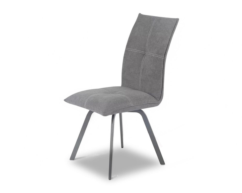 Chaise grise de salle à manger avec pieds en métal noir - Souffle d'intérieur