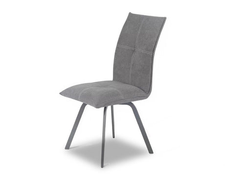 Chaise grise de salle à manger avec pieds en métal noir - Souffle d'intérieur