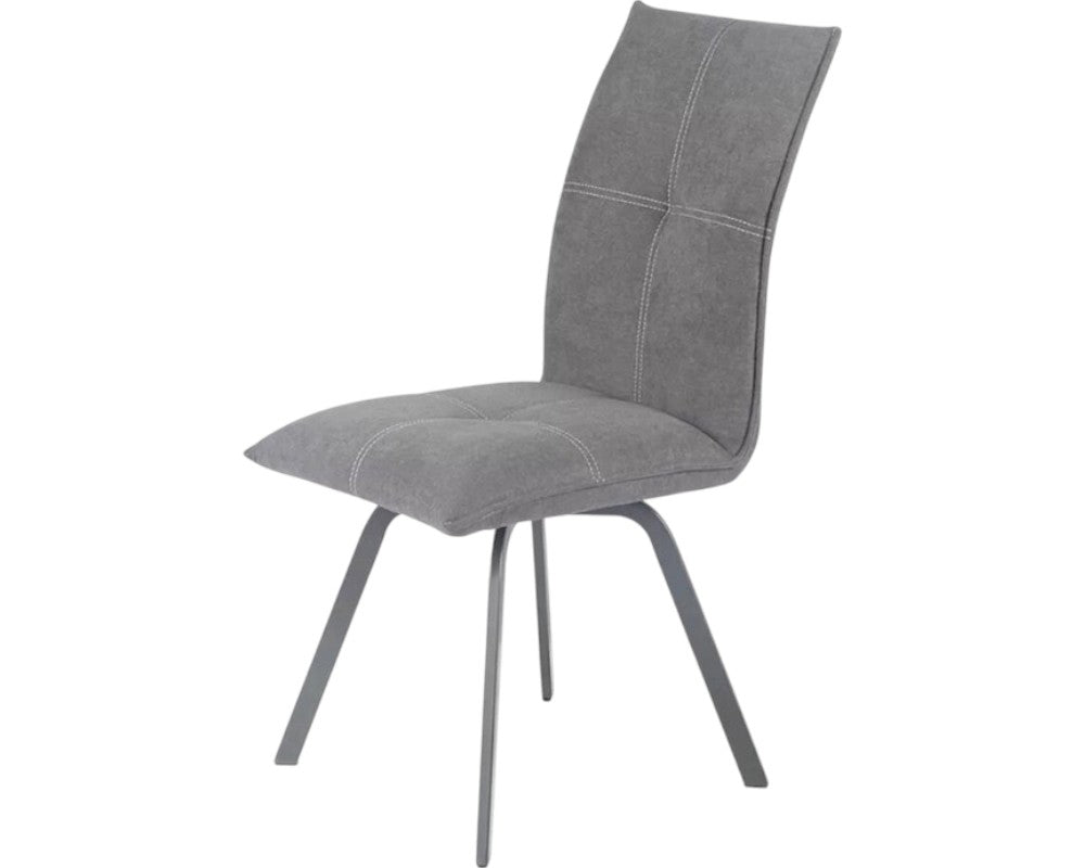 Chaise grise de salle à manger avec pieds en métal noir - Souffle d'intérieur