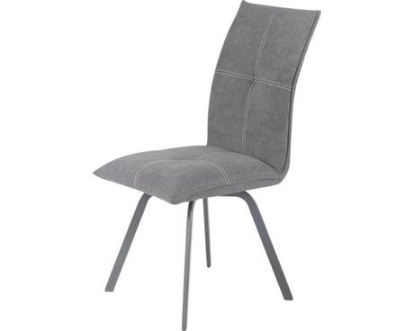 Chaise grise de salle à manger avec pieds en métal noir - Souffle d'intérieur