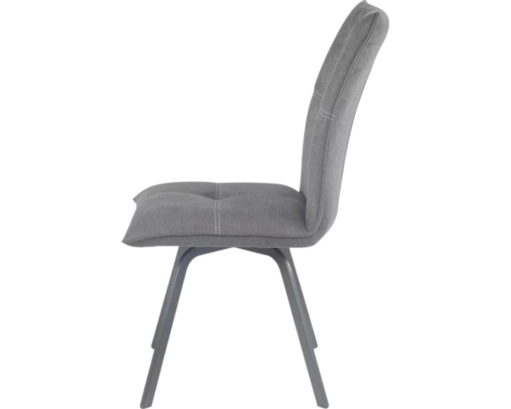 Chaise grise de salle à manger avec pieds en métal noir - Souffle d'intérieur