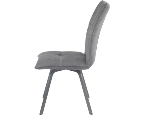 Chaise grise de salle à manger avec pieds en métal noir - Souffle d'intérieur