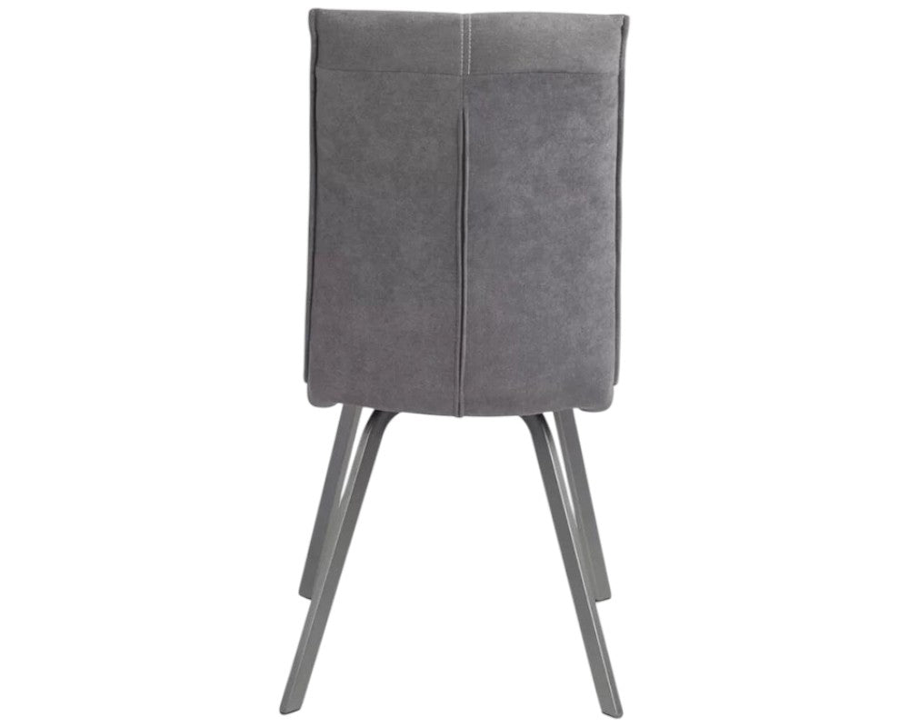 Chaise grise de salle à manger avec pieds en métal noir - Souffle d'intérieur