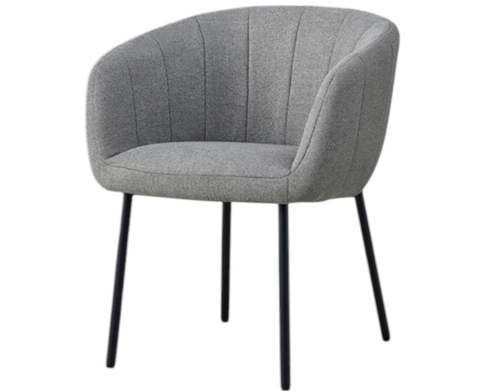 Chaise grise tissu bouclette de salle à manger avec accoudoirs - Souffle d'intérieur