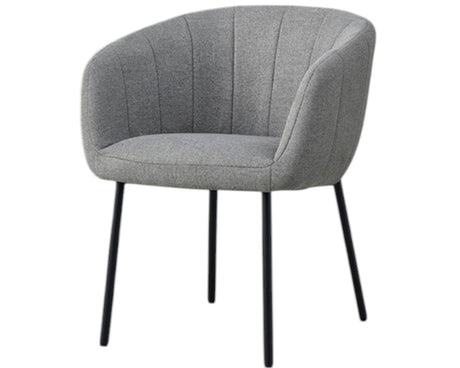 Chaise grise tissu bouclette de salle à manger avec accoudoirs - Souffle d'intérieur