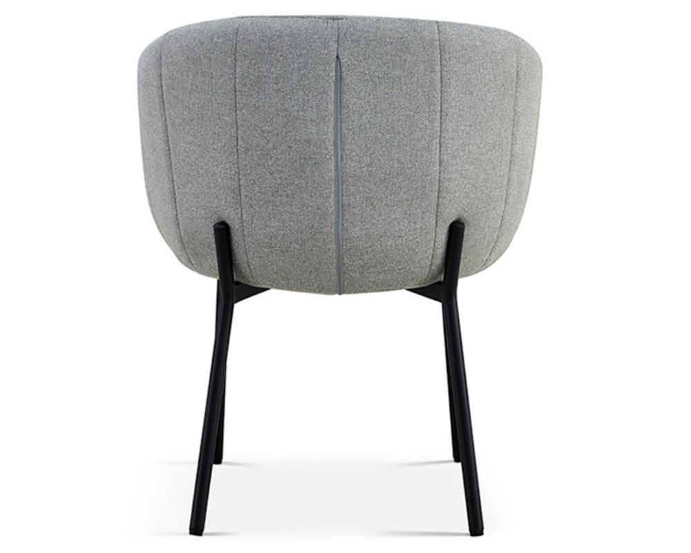 Chaise grise tissu bouclette de salle à manger avec accoudoirs - Souffle d'intérieur