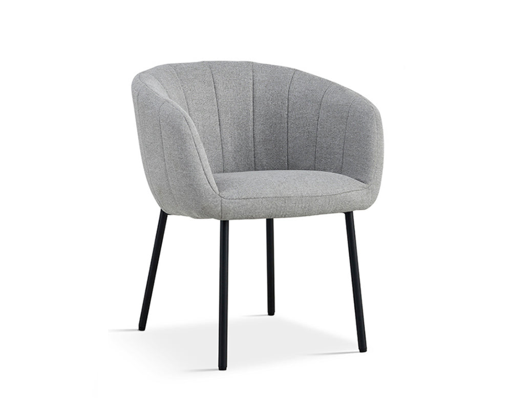 Chaise grise tissu bouclette de salle à manger avec accoudoirs - Souffle d'intérieur