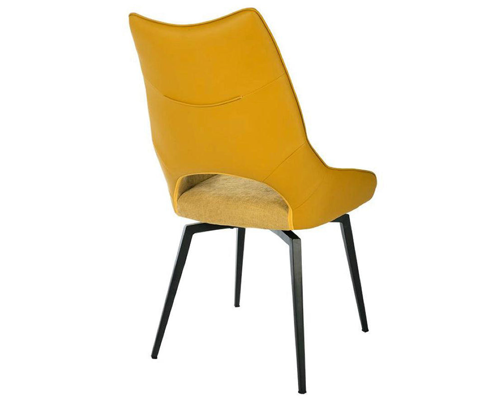 Chaise pivotante pieds métal en tissu jaune moderne - SOUFFLE D’INTÉRIEUR