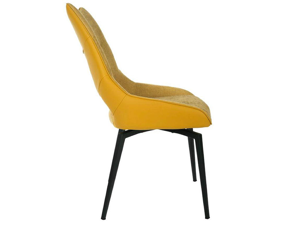 Chaise pivotante pieds métal en tissu jaune moderne - SOUFFLE D’INTÉRIEUR