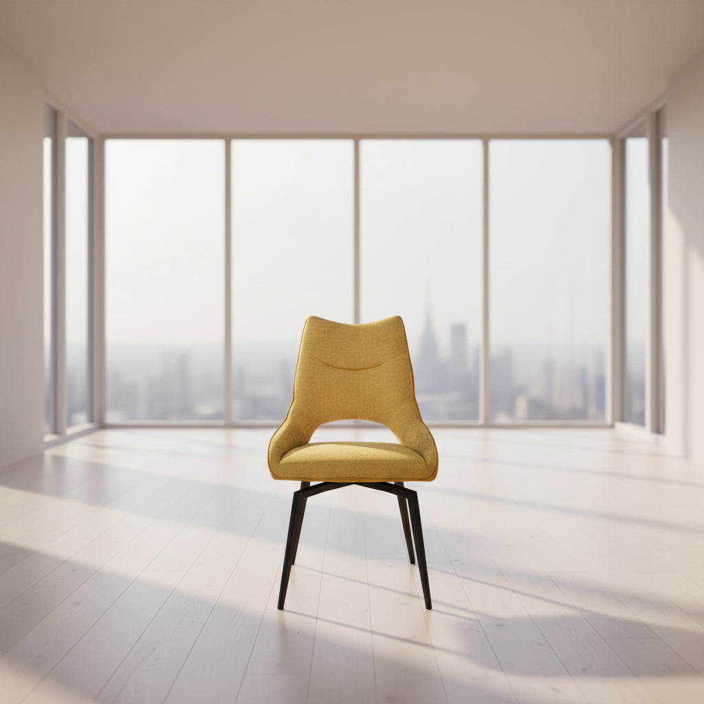 Chaise pivotante pieds métal en tissu jaune moderne - SOUFFLE D’INTÉRIEUR