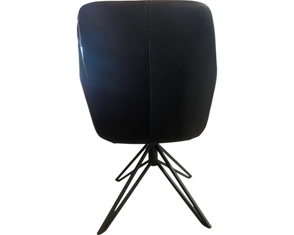 Fauteuil de table pivotant Christy – vue arrière – simili cuir noir – pieds métal noir
