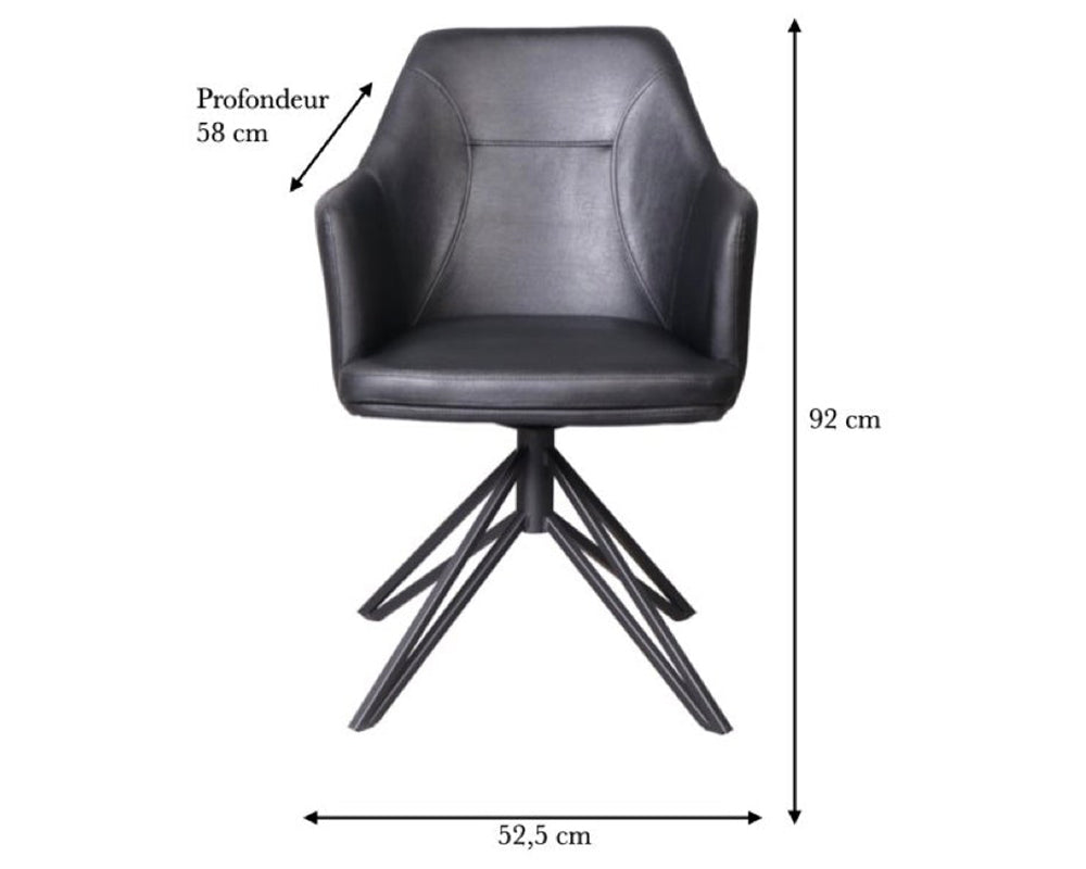 Schéma dimensions – Christy – noir – 52,5×92×58 cm