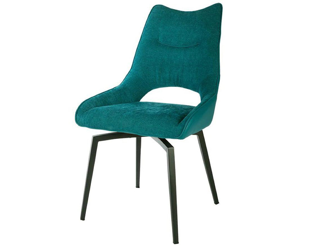 Flavia, chaise pivotante en tissu bleu pétrole - SOUFFLE D’INTÉRIEUR