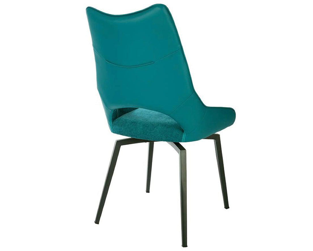 Flavia, chaise pivotante en tissu bleu pétrole - SOUFFLE D’INTÉRIEUR