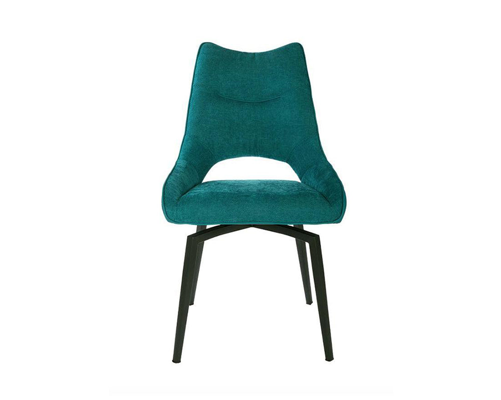 Flavia, chaise pivotante en tissu bleu pétrole - SOUFFLE D’INTÉRIEUR