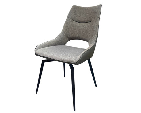 chaise grise pivotante de salle a manger pieds métal noir - Tablacasa - Souffle d'intérieur