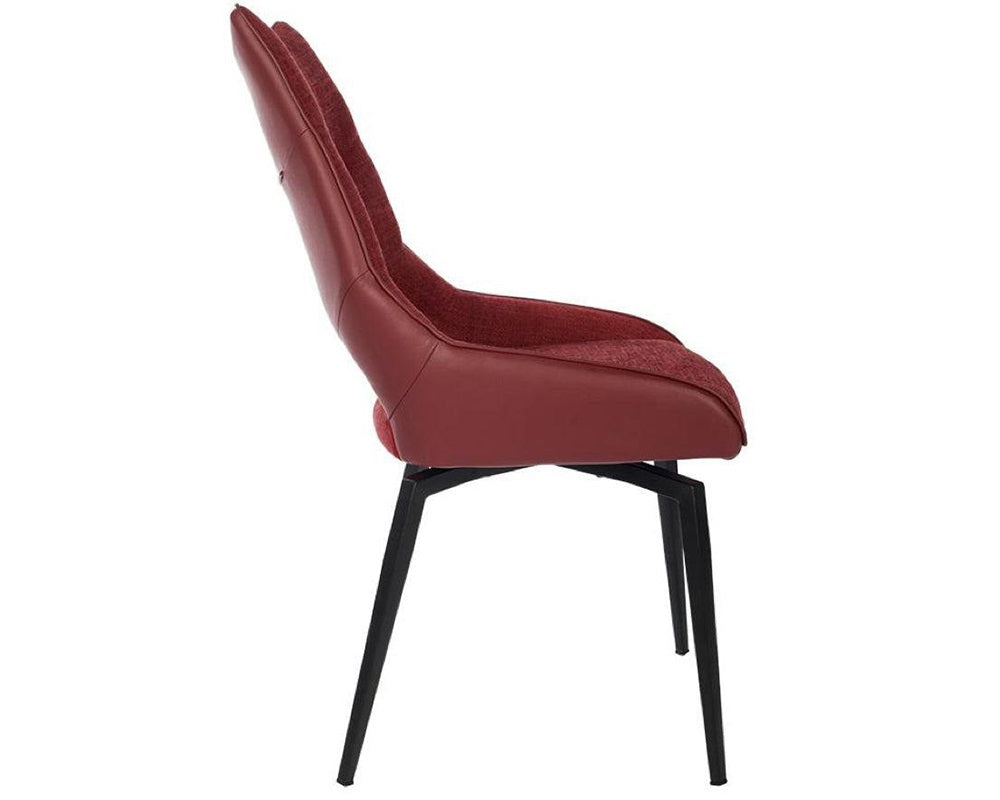 Chaise pivotante pieds métal en tissu rouge moderne -  SOUFFLE D’INTÉRIEUR