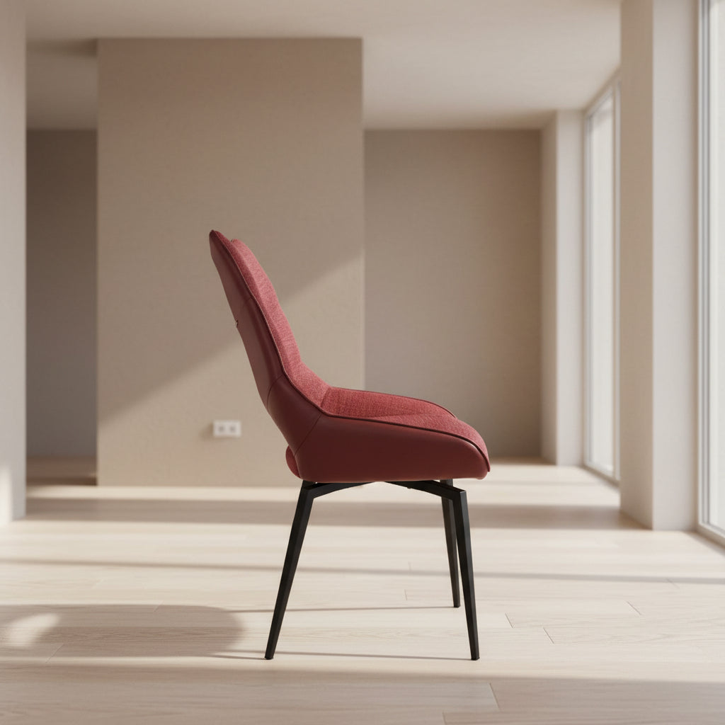 Chaise pivotante pieds métal en tissu rouge moderne - SOUFFLE D’INTÉRIEUR