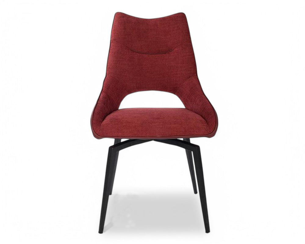 Chaise pivotante pieds métal en tissu rouge moderne -  SOUFFLE D’INTÉRIEUR