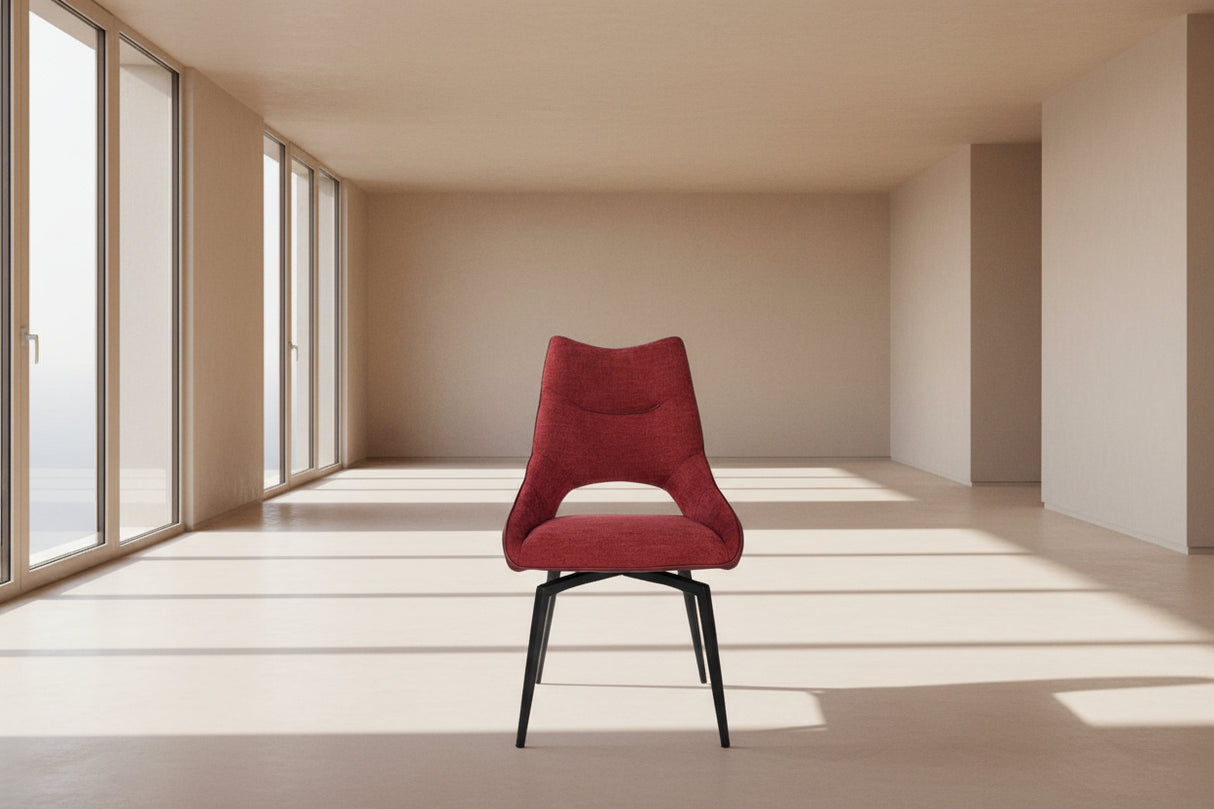Chaise pivotante pieds métal en tissu rouge moderne - SOUFFLE D’INTÉRIEUR