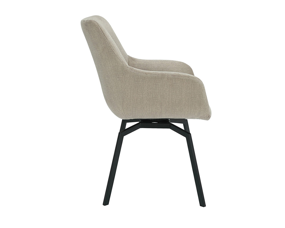 Chaise pivotante velours côtelé beige - Rousseau Furniture - Souffle d'Intérieur