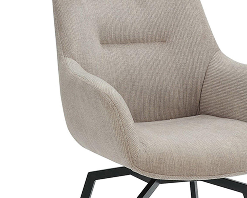 Chaise pivotante velours côtelé beige - Rousseau Furniture - Souffle d'Intérieur