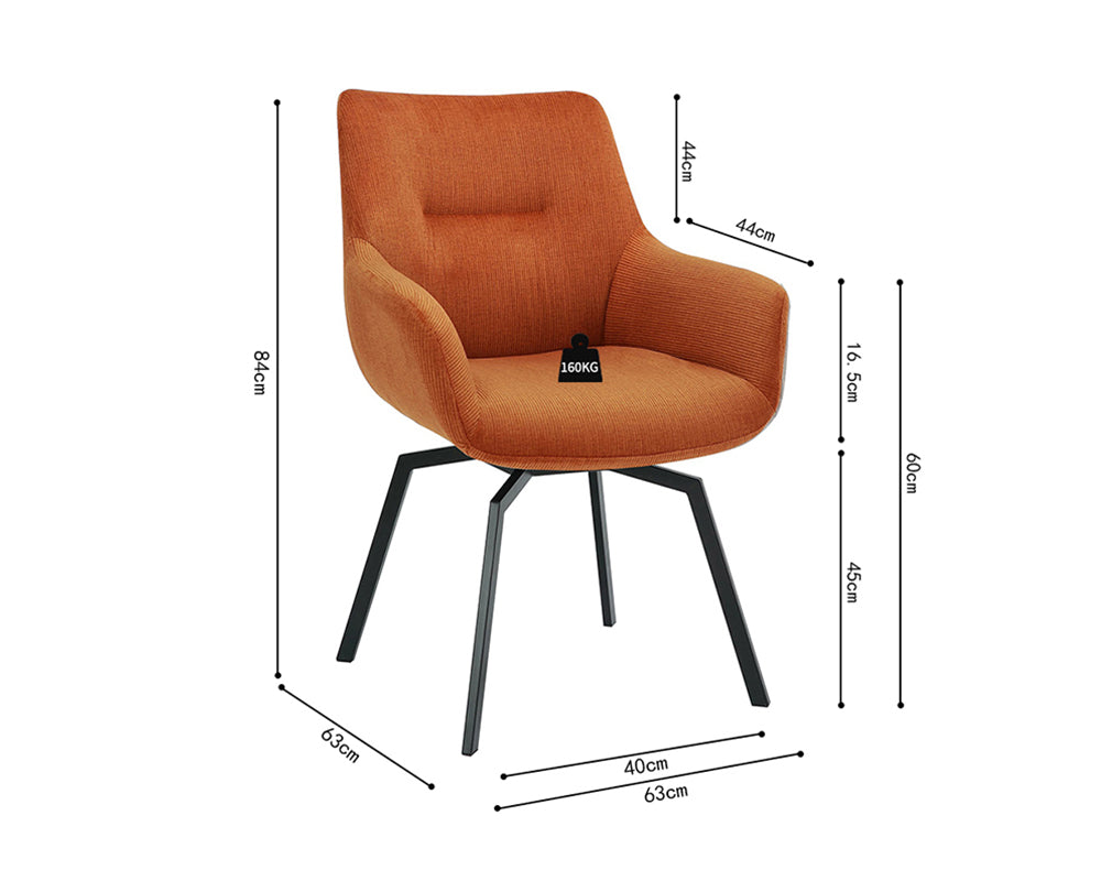 Chaise pivotante velours côtelé beige - Rousseau Furniture - Souffle d'Intérieur