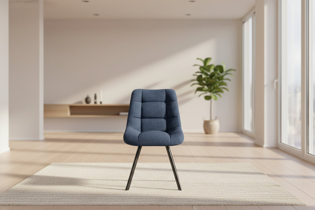Chaise pour salle à manger dossier confortable couleur bleu - Rousseau - Souffle d'intérieur