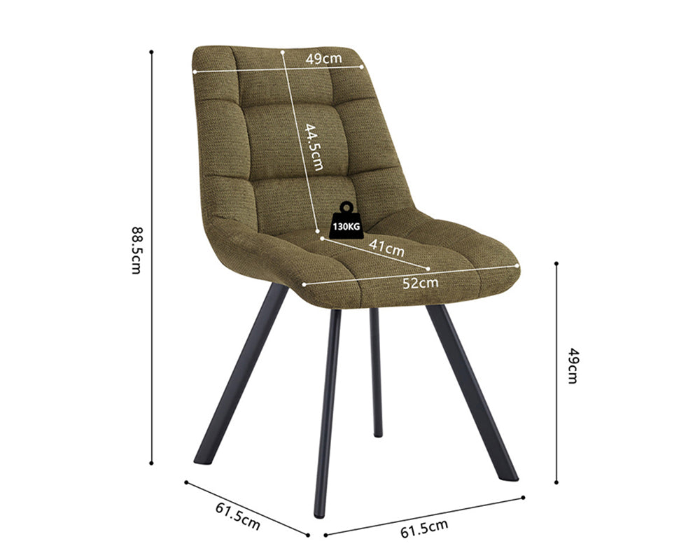 Chaise salle à manger design moderne en tissu vert - Rousseau - Souffle d'intérieur