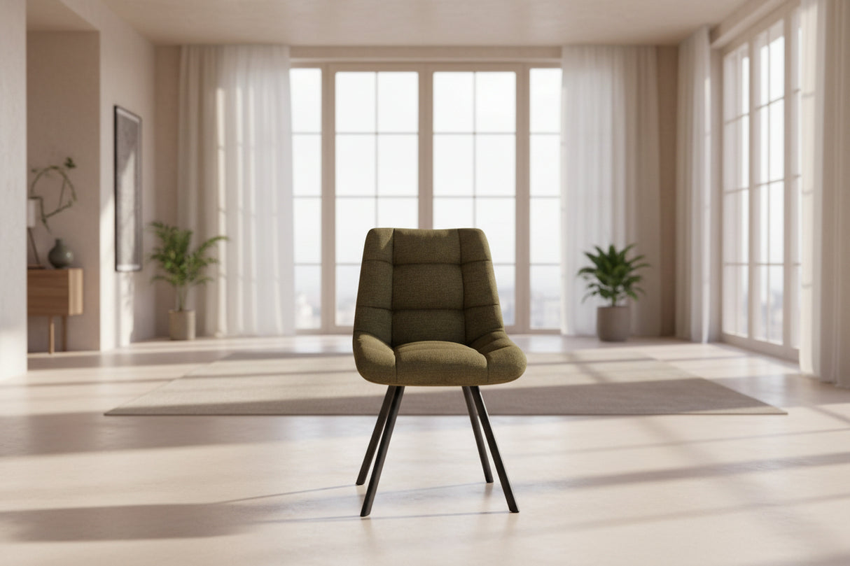 Chaise salle à manger design moderne en tissu vert - Rousseau - Souffle d'intérieur