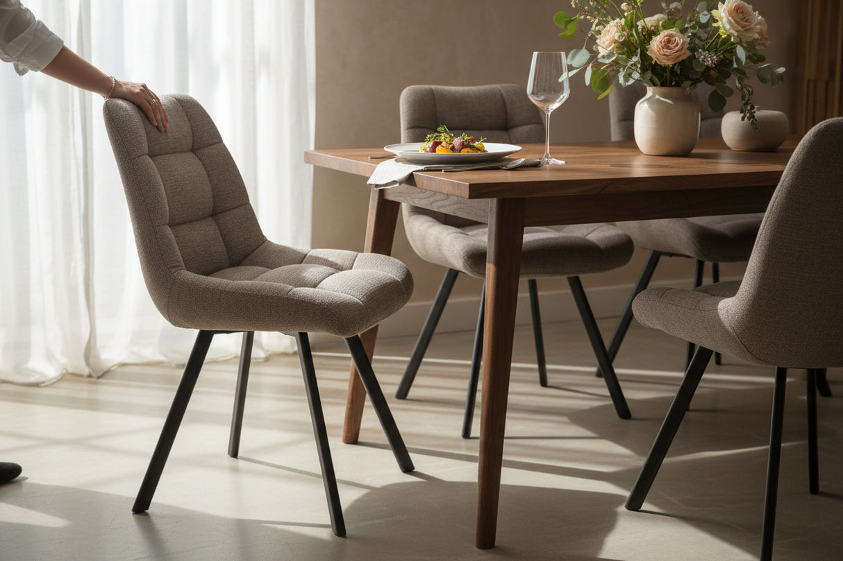 Chaise salle à manger en tissu couleur poivre design - Rousseau - Souffle d'intérieur