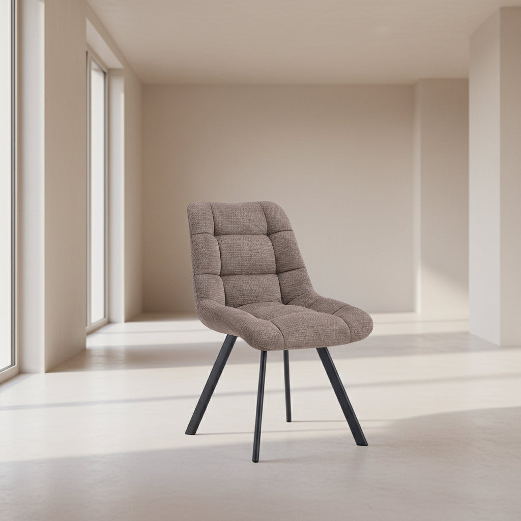 Chaise salle à manger en tissu couleur poivre design - Rousseau - Souffle d'intérieur
