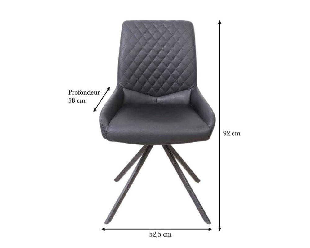 Lola, chaise en tissu effet cuir noir - SOUFFLE D’INTÉRIEUR