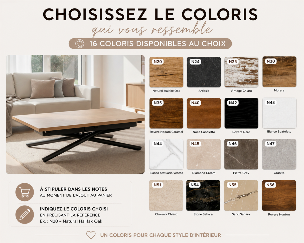 Table basse qui monte et devient table – Lotus