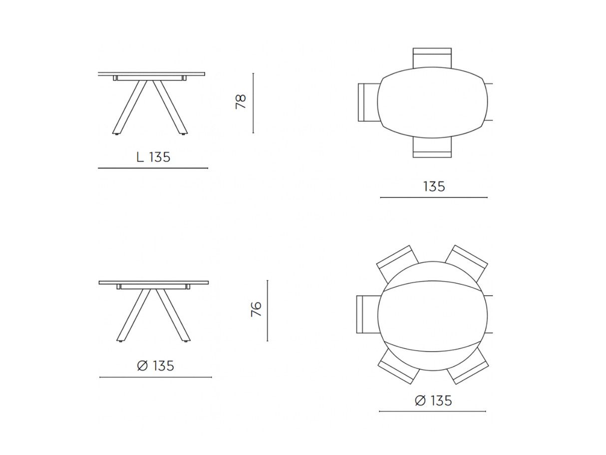 Table céramique extensible rotative – Ronny