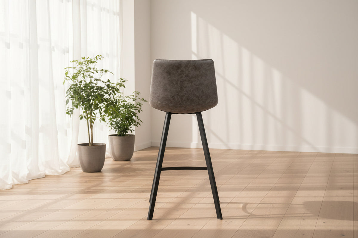 Ozany chaise haute simili cuir gris – vue de dos