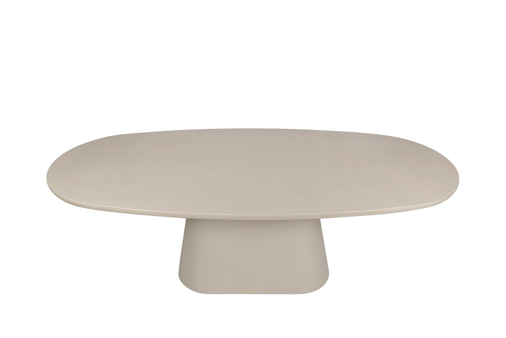 table forme galet de salle à manger en béton ciré beige