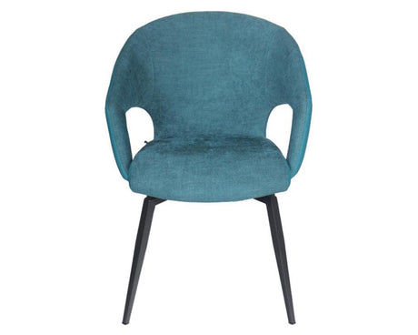Fauteuil de table pivotant pieds metal en tissu bleu moderne - SOUFFLE D’INTÉRIEUR
