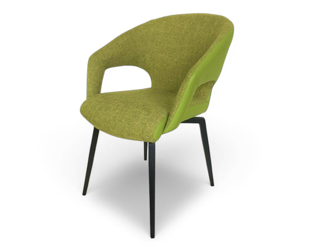 Fauteuil de table pivotant pieds metal en tissu vert moderne - SOUFFLE d'intérieur