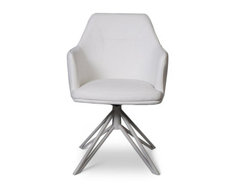 Fauteuil de table pivotant moderne blanc et pieds métal - SOUFFLE D’INTÉRIEUR