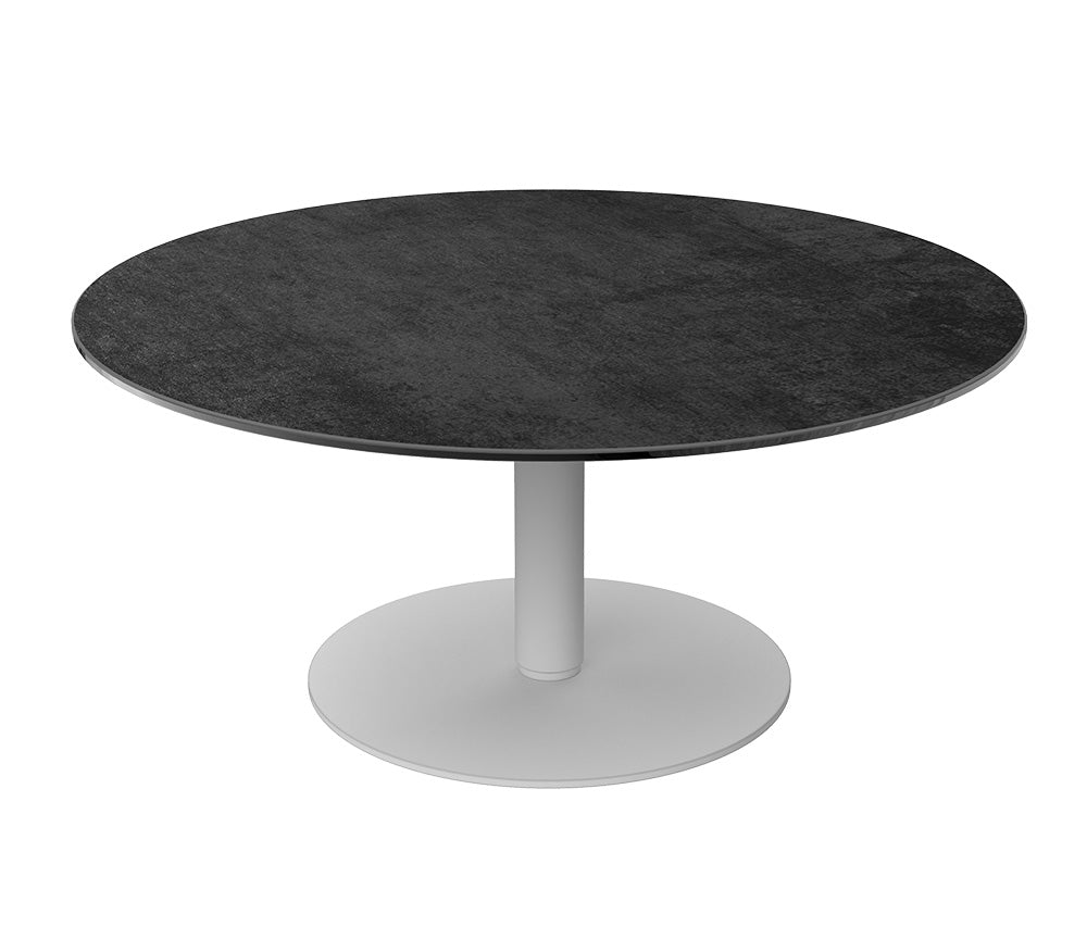 Table relevable Dorlan – plateau baissé – acier laqué blanc mat - céramique marbre noir