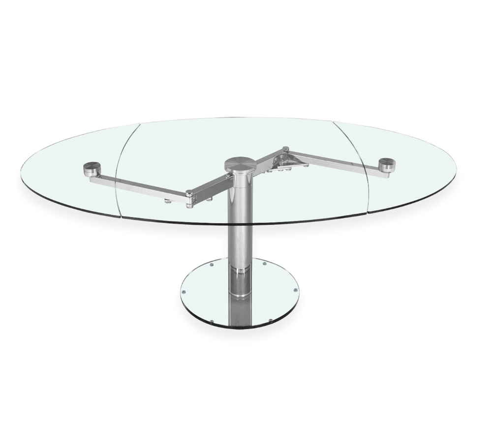 table a manger en verre ovale extensible vue de face - EXTAND - Eda concept