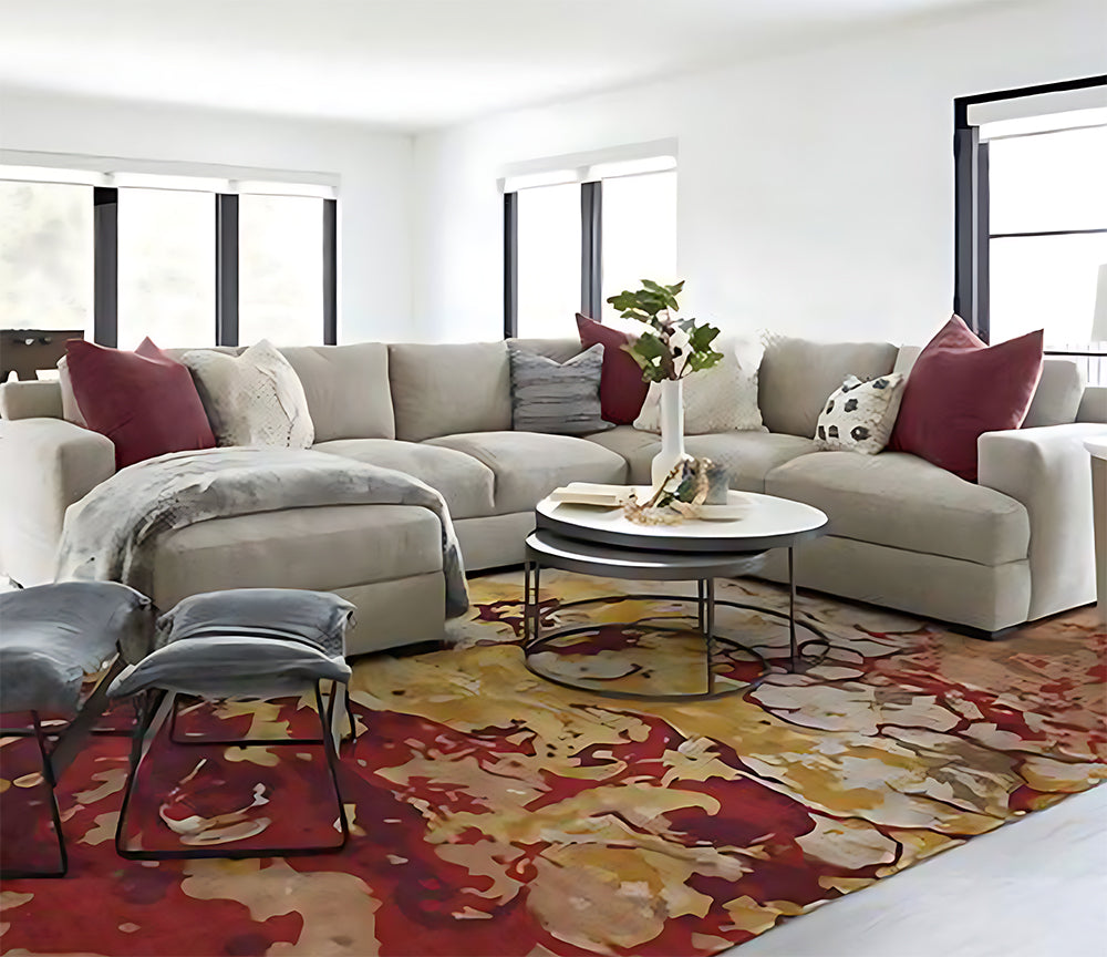 Tapis salon coloré jaune rouge - Salgueiro rugs - Souffle d'Intérieur