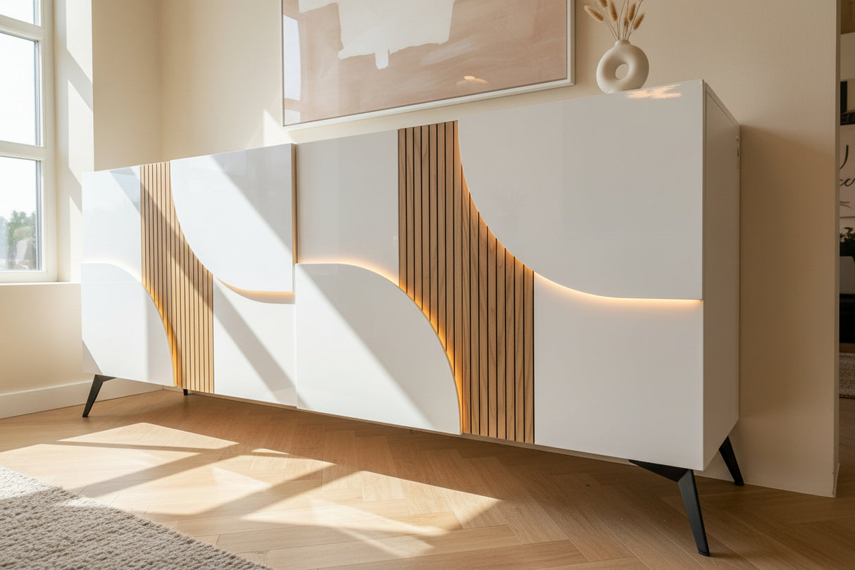 buffet bas blanc et bois - Marquise - Animovel