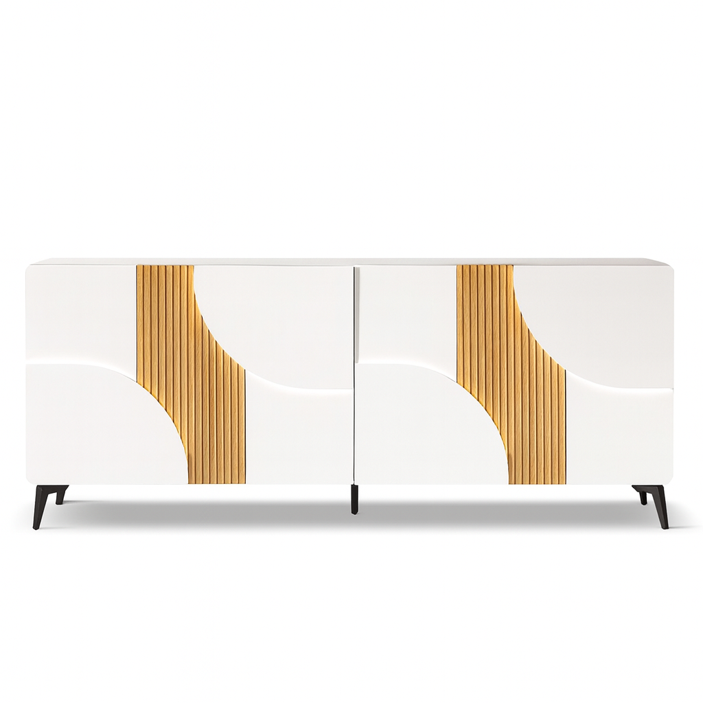 Buffet bois et blanc avec éclairages design