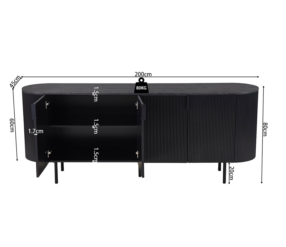 Buffet de salle à manger noir 4 portes - Rousseau - Souffle d'intérieur
