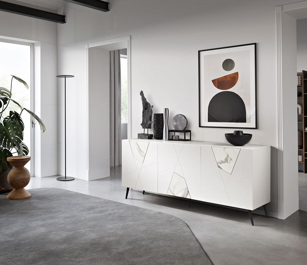 Buffet bahut enfilade laque mat marbre - Souffle d'intérieur