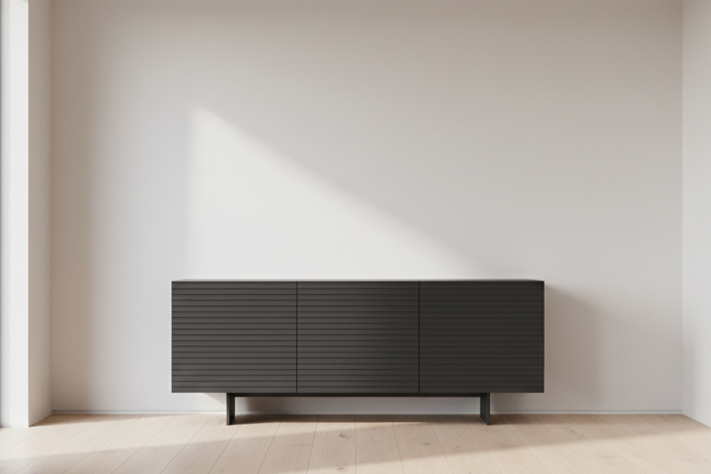 Gray sideboard 3 doors L180 H80 D50cm - Warren